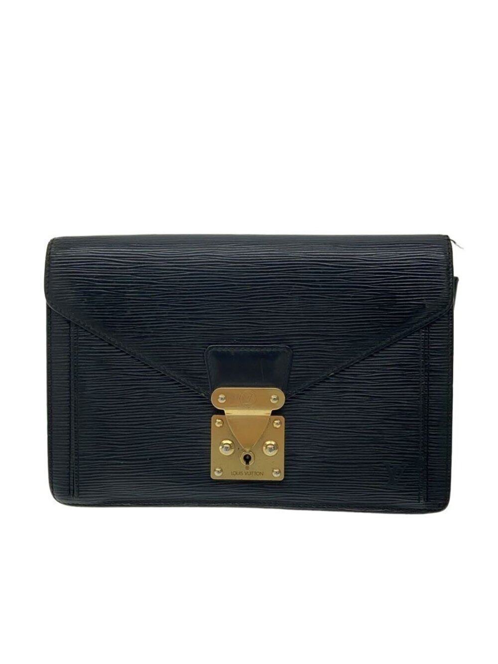 LOUIS VUITTON Pochette Sellier Dragonne Epi Leather Black